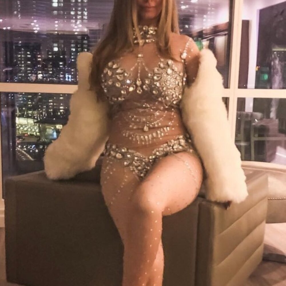 💎 Nude Rhinestone Bodysuit – Ultimate Showstopper 💎